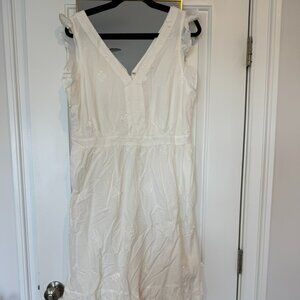 Loft Embroidered Ruffle Midi Dress - NWT - Size 12